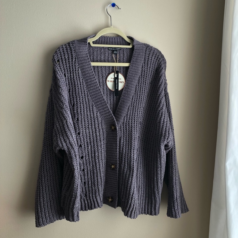 Moral Fiber Grey Sweater Cute Buttons